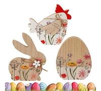 Easter Table Sign - Farmhouse Rustic Rabbit Ornament, Bunny Desk Decor, Charming Tabletop Centerpiece Display, Spring Holiday Decoration for Home Kitchen Party Office Tiered Tray Shelf Mantel