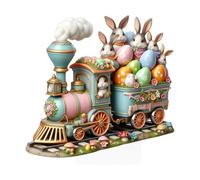 Easter Table Top Sign | Decorative 2D Acrylic Easter Ornament With Spring Bunny and Egg Design, Farmhouse Style Desk and Table Decor for Home, Ufficio, Seasonal Display, Oro Holiday Celebration