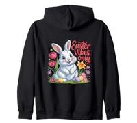 Easter Vibes Only Cute Spring Bunny Eggs - Citazione positiva Felpa con Cappuccio