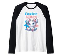 Easter Vibes, Simpatico Coniglietto Pasquale Kawaii, Uovo di Pasqua Maglia con Maniche Raglan