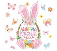 Easter Window Clings - 40x30cm Bunny Decals, Static Spring Stickers, Double Sided Glass Ornament | Reusable PVC Holiday Graphic, Non Adhesive Seasonal Glass Decoration, Removable Rabbit Themed