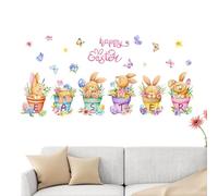 Easter Window Clings - With Easte-r Egg Bunny Flowerpot Pattern,2 Sheet Easter Spring Clings | Static Window Stickers | For Home Living Room Bedroom Kids' Room Nursery
