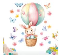 Easter Window Decals - 34g Decorative Sheet | Glue-Free Static Cling, Charming Bunny & Floral Motifs for Glass Surfaces Classroom Office Apartment Window Decoration No Reusable