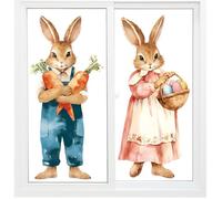 Easter Window Stickers - 2 pezzi riutilizzabili | Extra Large Rustic Static Decals, Easter Bunny Window Stickers For Stores, Ristoranti, Doors, Holiday, Festivals, Party Supplies Decoration