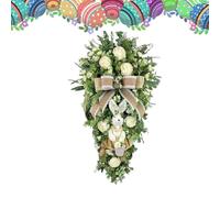 Easter Window Wreath, Spring Festive Teardrop Garland Decoration for Front Door, Patio, Garden, Balcony, Backyard & Stairway