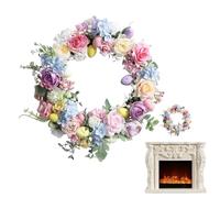 Easter Window Wreath - Spring Party Sign | Artificial Flower Decor with Colorful Blooms, Easter Wreath with Seasonal Accents, Front Door, Living Room, Balcony, Patio, Garden Courtyard for Home Display
