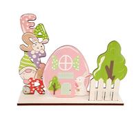 Easter Wooden Table Sign - Spring Holiday Bunny Accent Decor for Celebration | Natural Pine Style Frame with Color Printed Cute Rabbit Design, Festive Dining Room Ornament Centerpiece 7.4x6.1 in