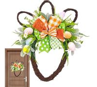 Easter Wreath - Artificial Egg & Bow Decorations, Spring Floral Door Hanger with Colorful Accents, Front Entrance Ornament, Living Room Wall Sculpture, Festive Window Garland for Indoor Outdoor