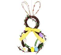 Easter Wreath - Bunny Wreath | Spring Wreath | Bunny Wreaths for front Door | Spring Bunny Shaped Wreath Artificial | Primavera Season Front Door with Yellow Bow Decoration for Indoor, & Outdoor