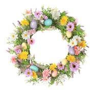 Easter Wreath For Front Door | ABS+Foam, 260g, 45cm Diameter | Colorful Egg Spring Wreath With Mixed Branches | Holiday Home Decor, Artificial Easter Door Hanging