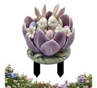 Easter Yard Stake - 2D Flat Acrylic Cute Bunny and Egg Garden Stakes | Decorative Outdoor Lawn Signs, Spring Home Decor, Waterproof Patio, Flowerbeds, Path, Party Favors, Easter Decoration, Seasonal