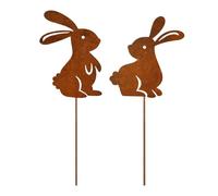 Easter Yard Stakes, Bunny Iron Ground Insert, 7.09x3.15x0.39 Inches Cute Garden Plug Decoration, Outdoor Photo Props, Home Decoration Supplies, Ideal for Outside Patio Display