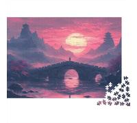 Eastern Bridge Sunset Colourful Pink Sunset Landscape 1000 Pcs Jigsaws for Adults The Impossible Challenge Brain Development 52x38cm/1000pcs
