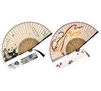 Eastern Wind 2 scomparti a mano con sacchetto regalo, scomparti in bambù con motivi della dea volante e del panda.