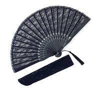 Eastern Wind, ventaglio in Pizzo Nero, con Sacchetto Regalo in Pizzo, in bambù, da Donna, 22 x 40 cm