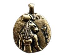 Eastgate Resource Sekhmet - Collana con ciondolo a doppia faccia con moneta della dea - per coraggio, sole e medicina - Origine: egiziano, Metallo