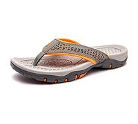 EastMetal - infradito da uomo, grandi e classiche, da uomo, estive, alla moda, Grigio/Arancione, 47 EU X-Larga