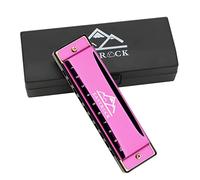 EastRock Armonica Diatonica in Do - 20 Tones, 10 Fori per Principianti e Studenti - Con custodia, panno di cura (rosa)