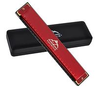 EastRock Armonica Diatonica in Do, 48 Toni, 24 Fori per Principiante e Studenti con Custodia e Panno di Cura (Rosso)