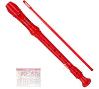 Eastrock, Flauto a becco, strumento in stile tedesco, da soprano, 9 pezzi, per principianti, con strumento di pulizia, tabella delle dita, sacchetto per archiviazione, poggiapolsi, rosso