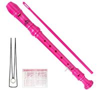 Eastrock Flauto a becco Strumento in stile tedesco Soprano Flauto a becco 3 pezzi per principianti con asta di pulizia, tabella delle dita, sacchetto di imballaggio, poggiapolsi, rosa scuro