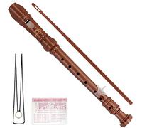 Eastrock Flauto dolce Strumento in stile inglese Soprano Flauto dolce 3 pezzi per principianti con asta di pulizia, diteggiatura, borsa per il trasporto, poggiapollice, Marrone Scuro