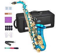 EASTROCK Kit completo per sassofono contralto E piatto, per studenti principianti, con custodia per il trasporto, bocchino, cuscinetti per bocchino, guanti bianchi, tracolla per il collo