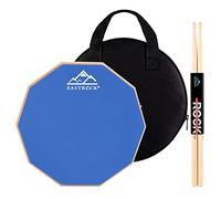 EASTROCK Practice Pad Drum,Drum Pad Set,pad batteria allenamento,bifacciale scorrevole,tamburo in gomma con bacchette e custodia per principianti,Blu