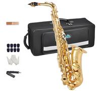 Eastrock Sassofono Contralto, Sassofono In Ottone e Flat, Adatto a Studenti e Principianti, Set Sassofono Con Borsa,Guanti Bianchi e Altro Ancora(Aureo)