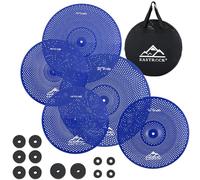 EASTROCK Set di piatti a basso volume con custodia per piatti,Set Piatti Basso Volume 14" HiHat+16" Crash+18" Crash+20" Set Piatti Ride Sliver 5 pezzi,Adatto per adulti e artisti professionisti(Blu)