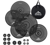 EASTROCK Set di piatti a basso volume - Set da 5 pezzi con custodia per piatti, feltri - Hi-hat da 35,6 cm, 40,6 cm e 45,7 cm Crash, 50,8 cm Ride (nero)