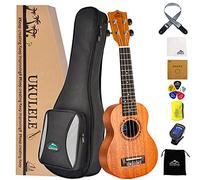 EASTROCK Ukulele soprano 21 pollici Ukulele professionale in mogano per principianti con custodia morbida,Cinghia,sintonizzatore,Set di panno per pulizia,corde in carbonio