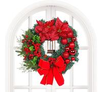 Eastuy Corona Di Natale Per La Porta Con Luci - Corona Con Fiocco Decorativo | Decorazione Per Le Feste | Per Portico Cucina Armadio Cascina Mensola Porta Anteriore Parete Finestra Casa