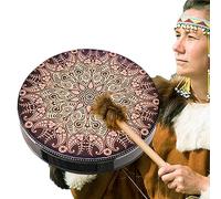 Eastuy Tamburo Telaio,Tamburo di Design Decorativo da 25 cm - Tamburo Sciamano Guaritore del Suono, Cuoio e Legno Simbolo della Musica dello Spirito del Tamburo Siberiano