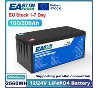 EASUN 100AH 200AH 12V LiFePO4 Batteria 24V Batteria al litio ferro fosfato BMS Touring Car Solar RV Camper Stock UE Tax Free