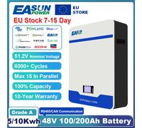 EASUN 48V 100AH 200AH LiFePO4 pacco batteria 51.2V 5KWH 10KWH batteria al litio grado A 6000 + cicli energia solare al litio EU STOCK 51.2V 200AH 10KWH
