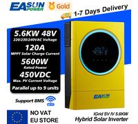 EASUN 5.6KW 48V Inverter solare ibrido Touchable 230VAC MPPT 120A caricatore solare ingresso fotovoltaico 6000W 450VDC luci ad anello a LED con Wifi