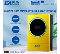 EASUN 5.6KW Inverter solare ibrido parallelo MPPT 120A Caricatore solare Ingresso fotovoltaico 6000W 450vdc Luci ad anello LED Pulsante tattile