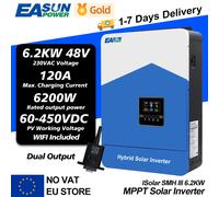 EASUN 6200VA 6200W Inverter solare ibrido 48VDC MPPT 80A 450VDC ingresso fotovoltaico Inverter a onda sinusoidale pura con supporto WIFI BMS 6.2KW 48V WIFI