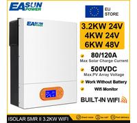 Easun 6kw/48v 4kw/3.2kw/24v 230V Off Grid Inverter Caricatore solare sinusoidale puro MPPT 80/120A Batteria 50/60Hz Ibrido con WIFI
