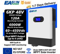 EASUN POWER 6KW Solar MPPT Inverter Ingresso fotovoltaico 60-450 VDC 48V On Grid Caricatore 120A Doppia uscita MPPT Funzione parallela con Wifi