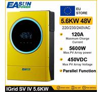 EASUN POWER Hybrid Solar Inverter 5.6KW 230vac MPPT 120A caricatore solare ingresso fotovoltaico 6000W 450vdc LED Ring Lights pulsante Touchable