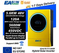 EAsun Power Hybrid Solar Inverter 5.6KW 230vac MPPT 120A caricatore solare ingresso fotovoltaico 6000W 450vdc LED Ring Lights 48V Inverter