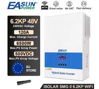 EASUN POWER Inverter solare 6.2KW MPPT 220V 48V Onda sinusoidale pura PV 6500W 500VDC Supporto ingresso Caricatore solare 120A integrato parallelo
