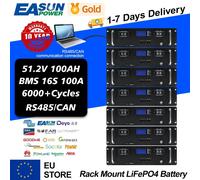 EASUN POWER LiFePO4 51.2V 100AH pacco batteria 200AH 5KWH 10KWH Bateria CAN RS485 BMS con funzione parallela 10 anni di garanzia 51.2V 100AH Rack