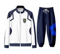 Easwisa Giacca con Zip Integrale Set di Due Pezzi Blue Anime Lock Manga Cosplay Set di Felpe con Colletto in Piedi A Maniche Lunghe Uomo Donna Zip Felpe con Cappuccio Maglie da Calcio-8||XX_s