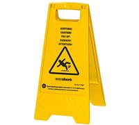 Easy Absorb P-10007 - Segnale di pericolo di scivolamento "Achtung!", con supporto pieghevole, multilingue, colore: giallo, 57 cm, 41 x 30 x 57 cm