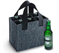 easy and green Borsa per bottiglie in feltro Upcycling rPET con inserto estraibile - portabottiglie in feltro per 6 tasche, antracite., 6 Flaschen, feltro