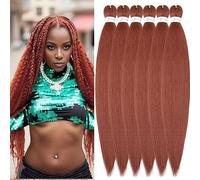 Easy Braid Pre stretched Braiding Hair Extensions 20 Inch 6Packs Yaki Textured Crochet Synthetic Hair Hot Water Setting Crochet Extensions (20 Inch, 350#)