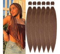 Easy Braid Pre stretched Braiding Hair Extensions 20 Inch 6Packs Yaki Textured Crochet Synthetic Hair Hot Water Setting Crochet Extensions (20 Inch, 30#)